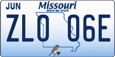 MO license plate ZL0O6E