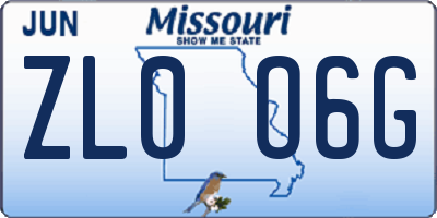 MO license plate ZL0O6G