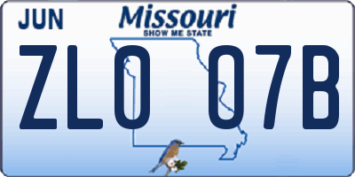 MO license plate ZL0O7B