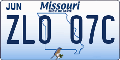 MO license plate ZL0O7C
