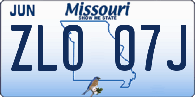 MO license plate ZL0O7J