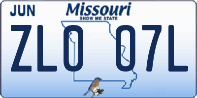MO license plate ZL0O7L