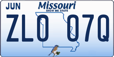 MO license plate ZL0O7Q