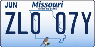 MO license plate ZL0O7Y