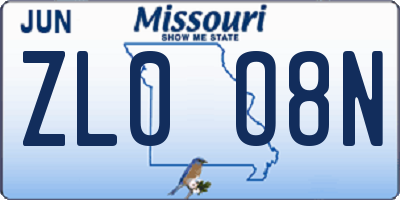 MO license plate ZL0O8N
