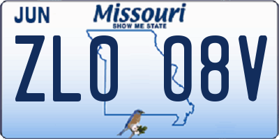 MO license plate ZL0O8V