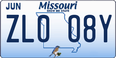 MO license plate ZL0O8Y