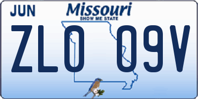 MO license plate ZL0O9V