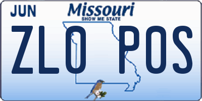 MO license plate ZL0P0S