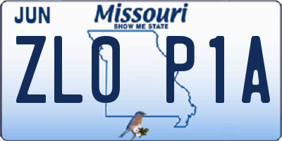 MO license plate ZL0P1A