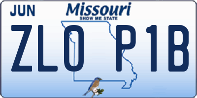 MO license plate ZL0P1B