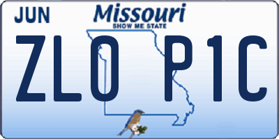 MO license plate ZL0P1C