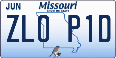 MO license plate ZL0P1D