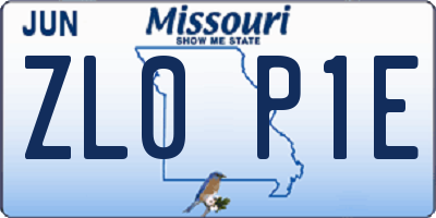 MO license plate ZL0P1E