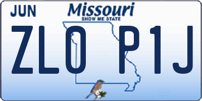 MO license plate ZL0P1J