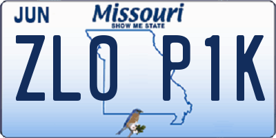 MO license plate ZL0P1K