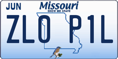 MO license plate ZL0P1L