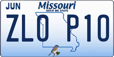 MO license plate ZL0P1O