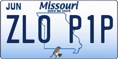 MO license plate ZL0P1P