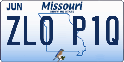 MO license plate ZL0P1Q
