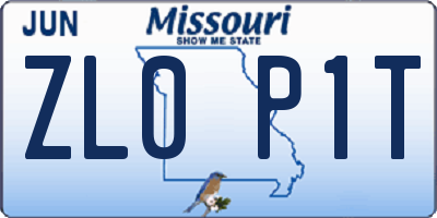 MO license plate ZL0P1T