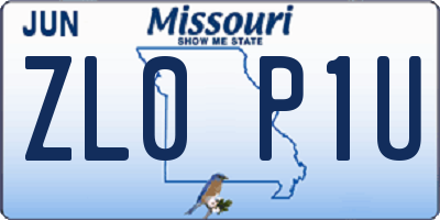 MO license plate ZL0P1U