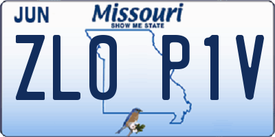 MO license plate ZL0P1V