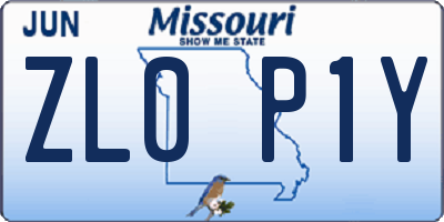 MO license plate ZL0P1Y