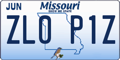 MO license plate ZL0P1Z
