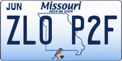 MO license plate ZL0P2F