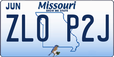 MO license plate ZL0P2J