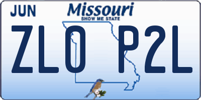 MO license plate ZL0P2L