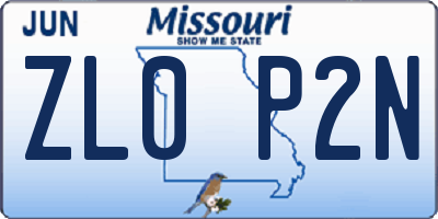 MO license plate ZL0P2N