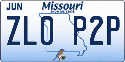 MO license plate ZL0P2P