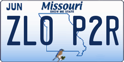 MO license plate ZL0P2R
