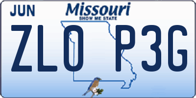 MO license plate ZL0P3G