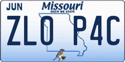 MO license plate ZL0P4C