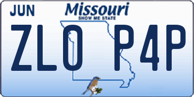 MO license plate ZL0P4P