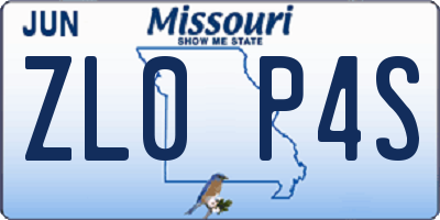 MO license plate ZL0P4S