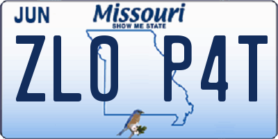 MO license plate ZL0P4T