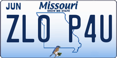 MO license plate ZL0P4U