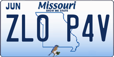 MO license plate ZL0P4V