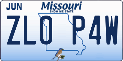 MO license plate ZL0P4W