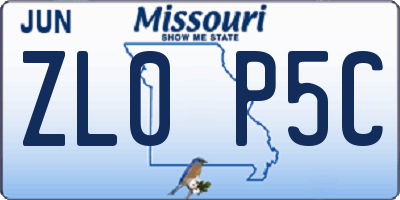 MO license plate ZL0P5C