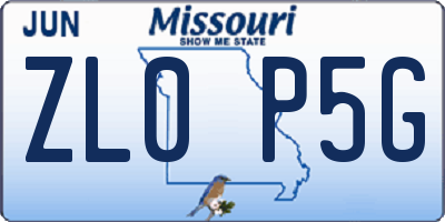 MO license plate ZL0P5G