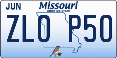 MO license plate ZL0P5O