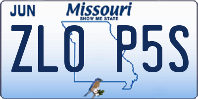 MO license plate ZL0P5S