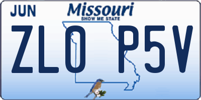 MO license plate ZL0P5V