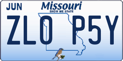 MO license plate ZL0P5Y