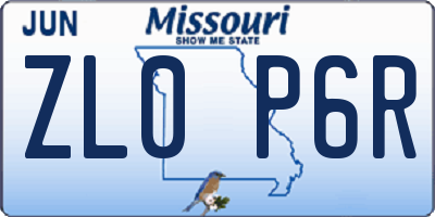 MO license plate ZL0P6R